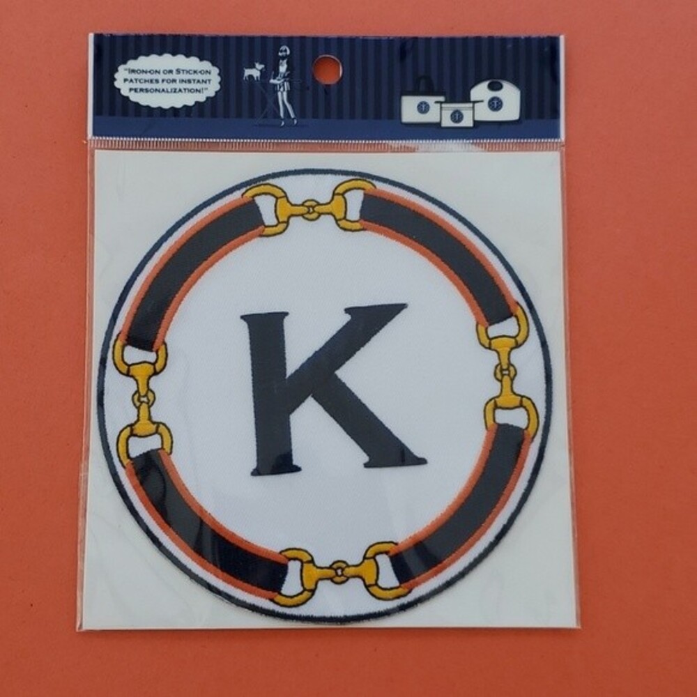 NWT Letter K Monogram patch PREPPY EQUESTRIAN 80S PERSONALIZE